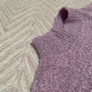 High neck cropped lavender sweater